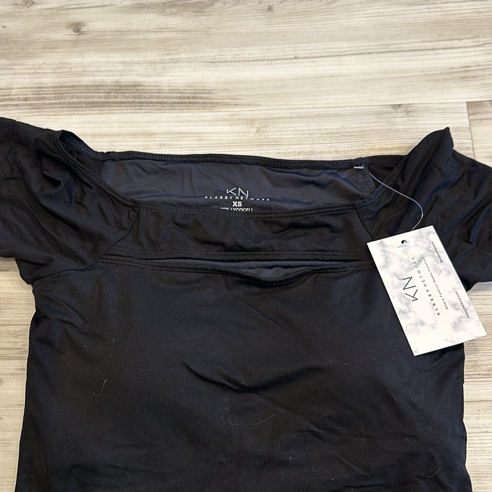 Klassy Network Off the Shoulder Peek-a-Boo shirt (NWT) - Picture 5 of 7
